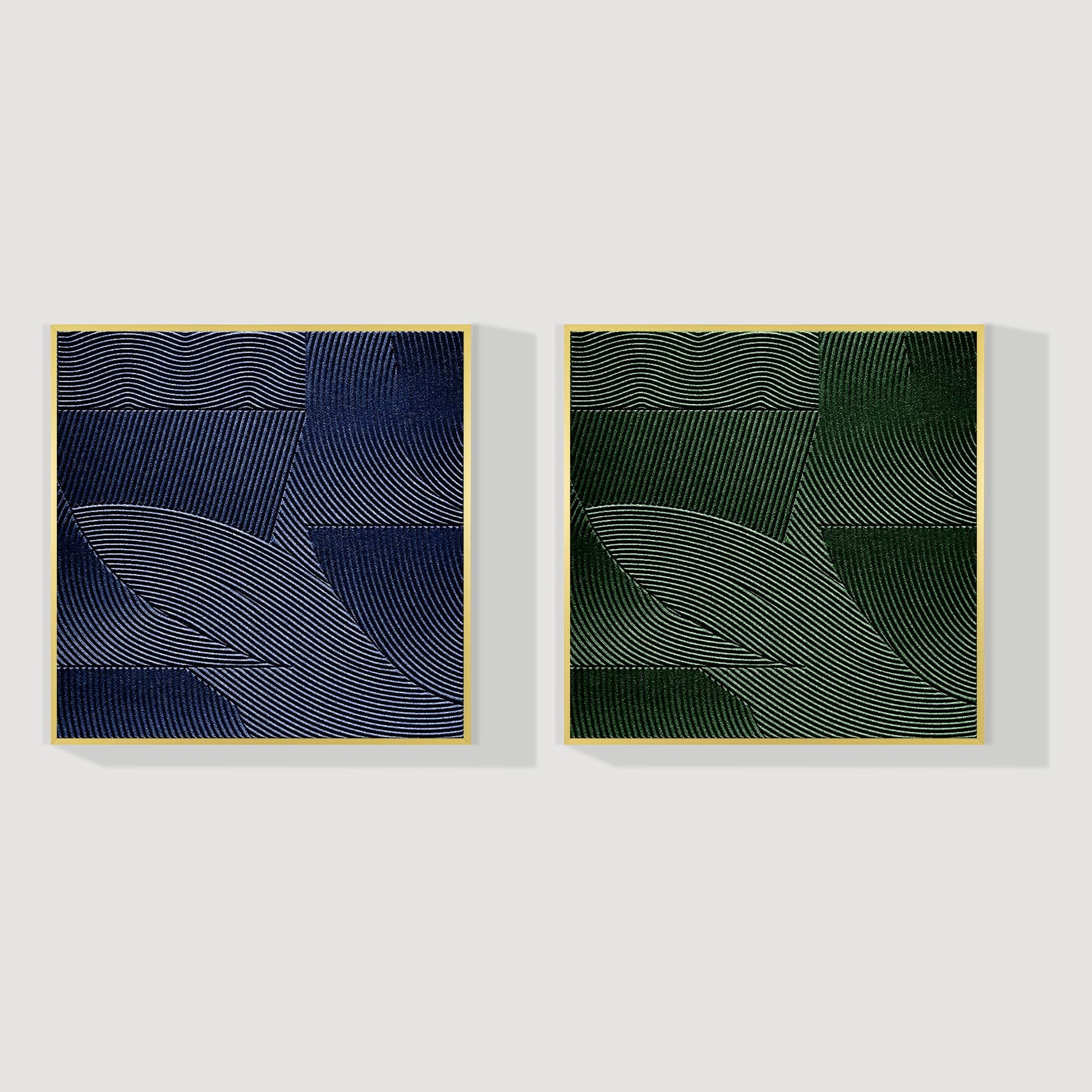 Abstract 3D Textured Painting: Green & Blue Nordic Wall Art, Set of 2 #8