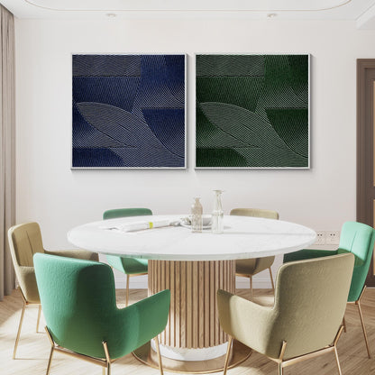 Abstract 3D Textured Painting: Green & Blue Nordic Wall Art, Set of 2 #3