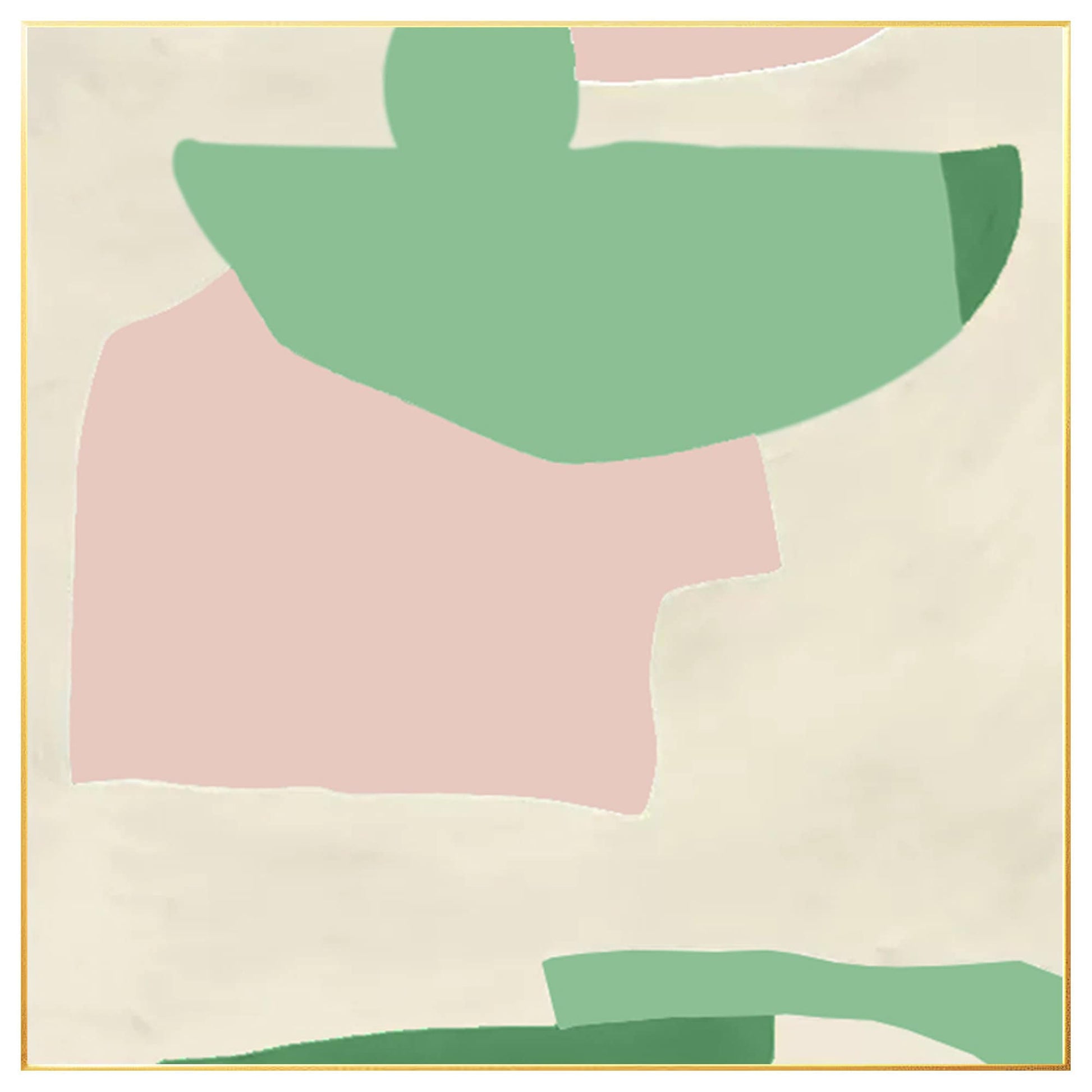 Abstract Acrylic Painting: Pink, Green, Beige Minimalist Wall Art #6