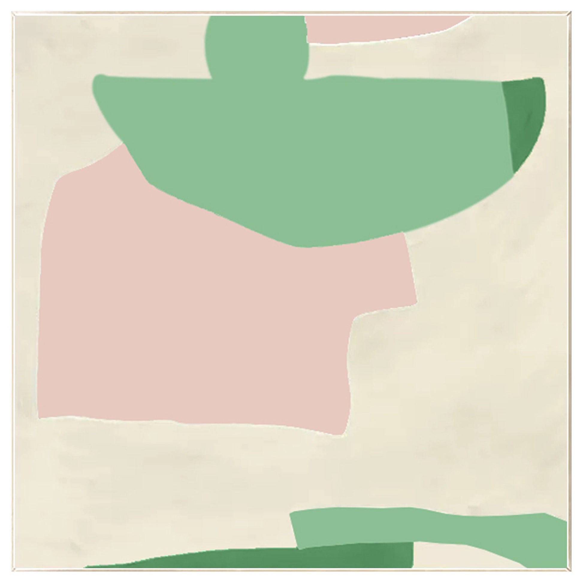 Abstract Acrylic Painting: Pink, Green, Beige Minimalist Wall Art #7