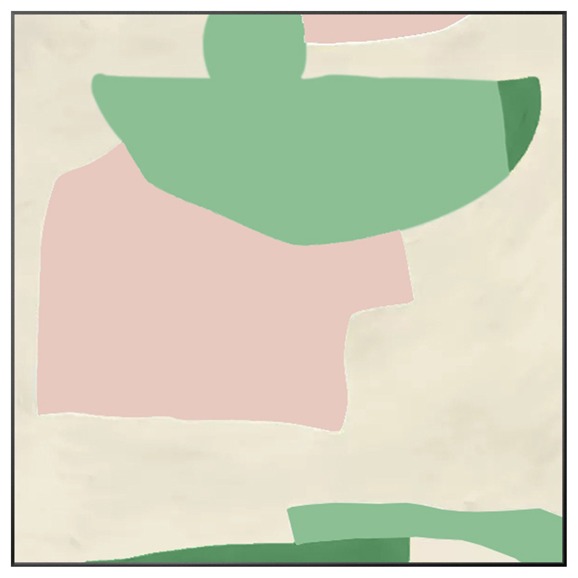 Abstract Acrylic Painting: Pink, Green, Beige Minimalist Wall Art #8
