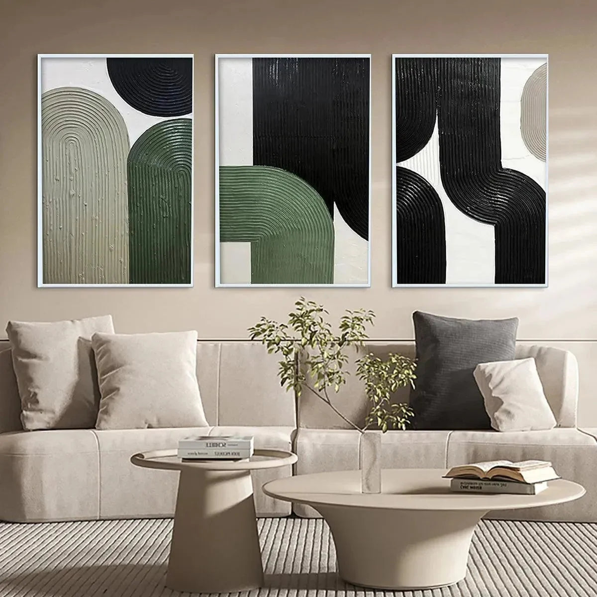 ARCHES TRIPTYCH: Minimalist Textured Abstract Painting Set of 3 | Minimalist closeup, raised brushwork detail