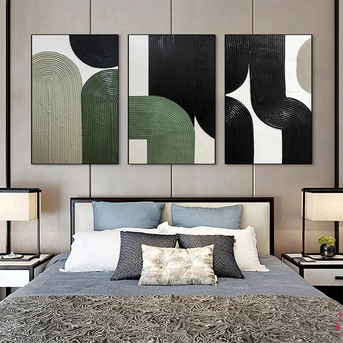 ARCHES TRIPTYCH: Minimalist Textured Abstract Painting Set of 3 | rolled canvas, ready for custom framing