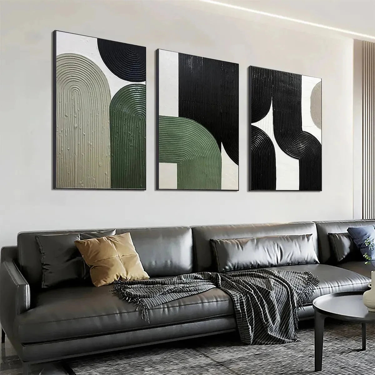 ARCHES TRIPTYCH: Minimalist Textured Abstract Painting Set of 3 | beige palette, original Hand-painted on premium stretched canvas using artist-grade oils; rich layered surface combines smooth grad...