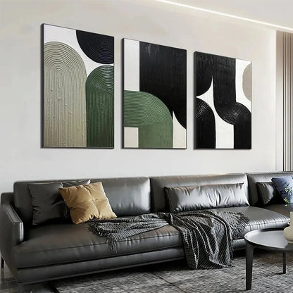 ARCHES TRIPTYCH: Minimalist Textured Abstract Painting Set of 3 | beige palette, original Hand-painted on premium stretched canvas using artist-grade oils; rich layered surface combines smooth grad...