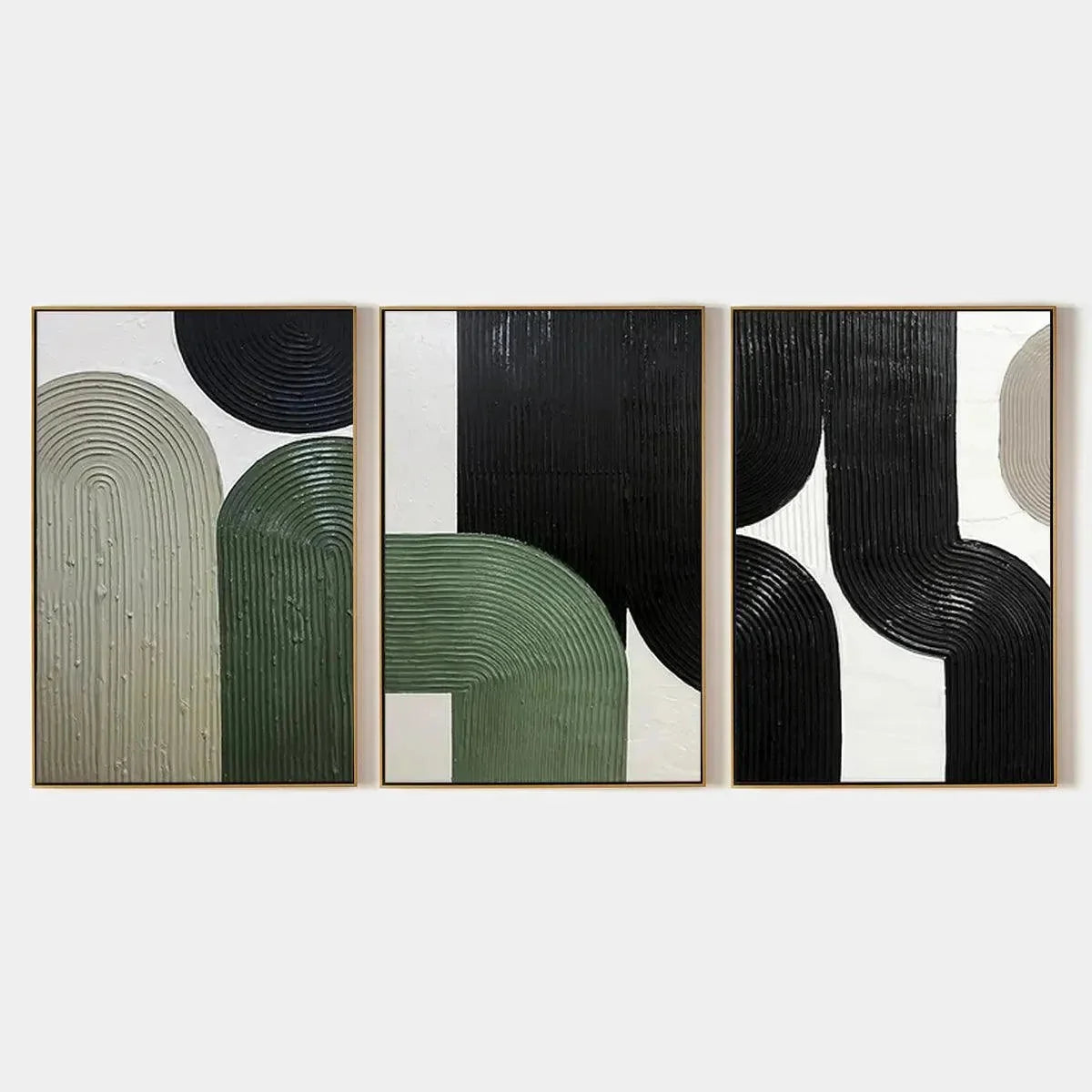 ARCHES TRIPTYCH: Minimalist Textured Abstract Painting Set of 3 | hanging in ARCHES TRIPTYCH: Minimalist Textured Abstract Painting Set of 3 featuring layered textured brushwork in refined tones; m...