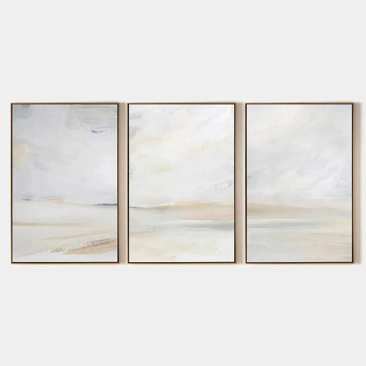 ABSTRACT BEACH TRIPTYCH: Minimalist Abstract Beach Painting | hanging in living room, Minimalist wall art