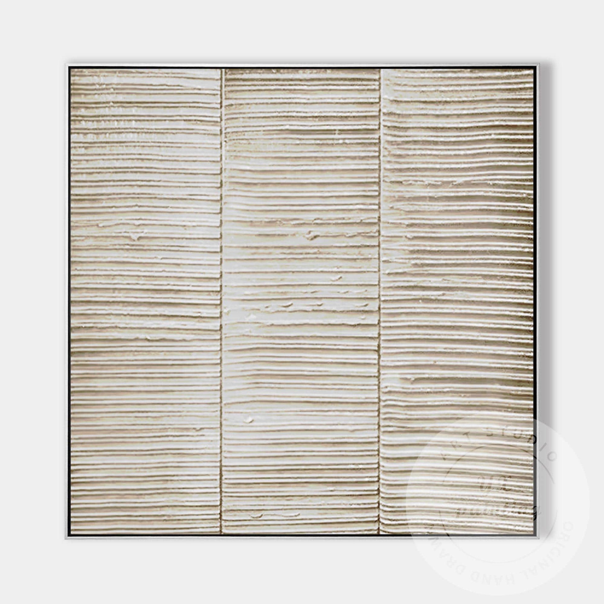 Abstract Beige Textured Wall Art – Minimalist Horizontal Line Canvas for Living  #8