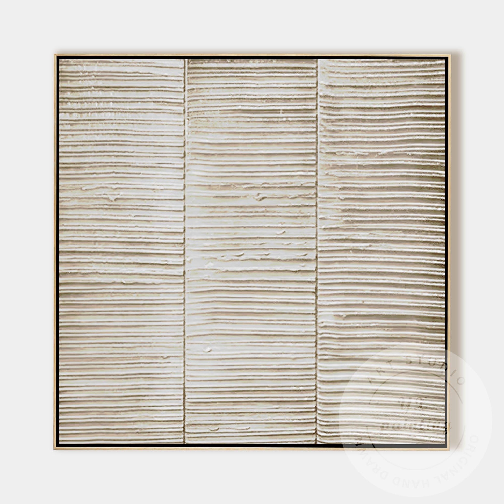 Abstract Beige Textured Wall Art – Minimalist Horizontal Line Canvas for Living  #9