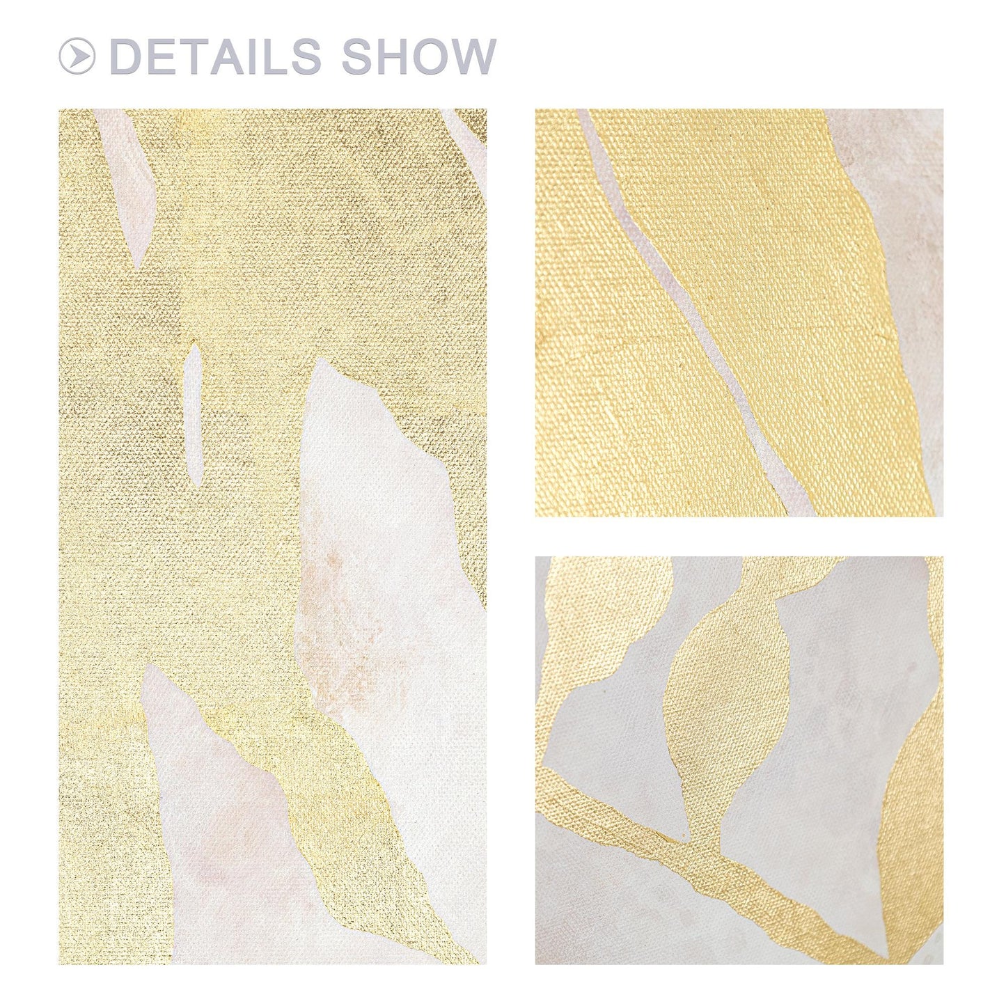Abstract canvas schilderij bladgoud: set van 2 Wabi Sabi-muurkunst #6