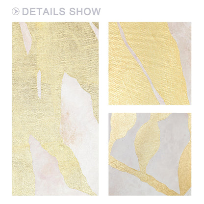 Abstract canvas schilderij bladgoud: set van 2 Wabi Sabi-muurkunst #6