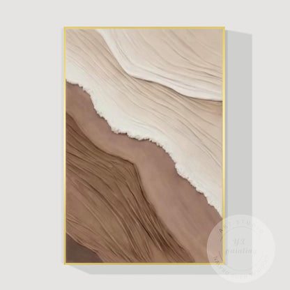 Abstract Earth Tone Wall Art - Beige, White, and Brown Textured Painting - Moder #12