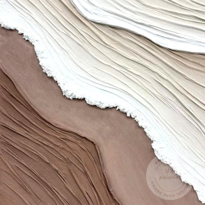 Abstract Earth Tone Wall Art - Beige, White, and Brown Textured Painting - Moder #7