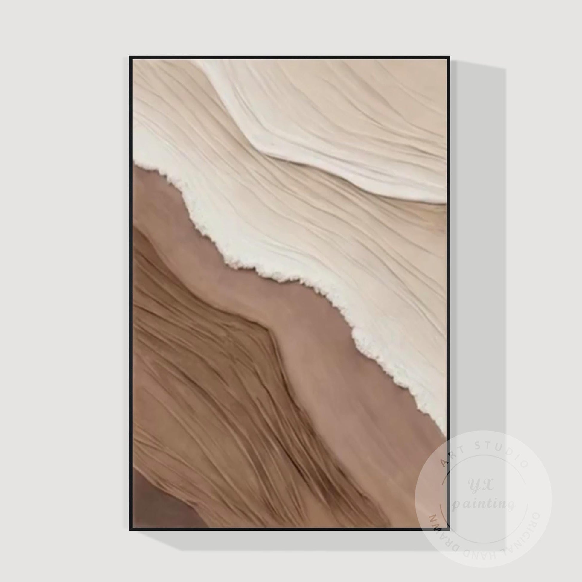 Abstract Earth Tone Wall Art - Beige, White, and Brown Textured Painting - Moder #10