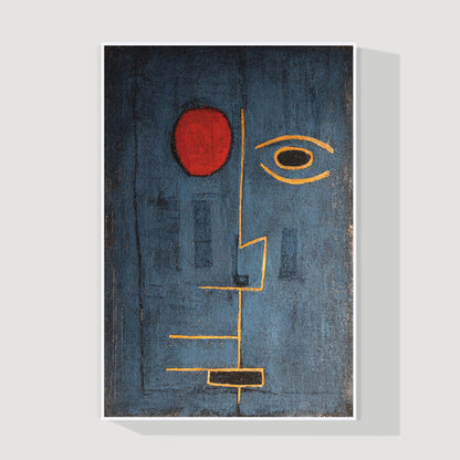 Abstract Face Wall Art Blue Canvas Painting Minimalist Portrait Modern Textured  #7
