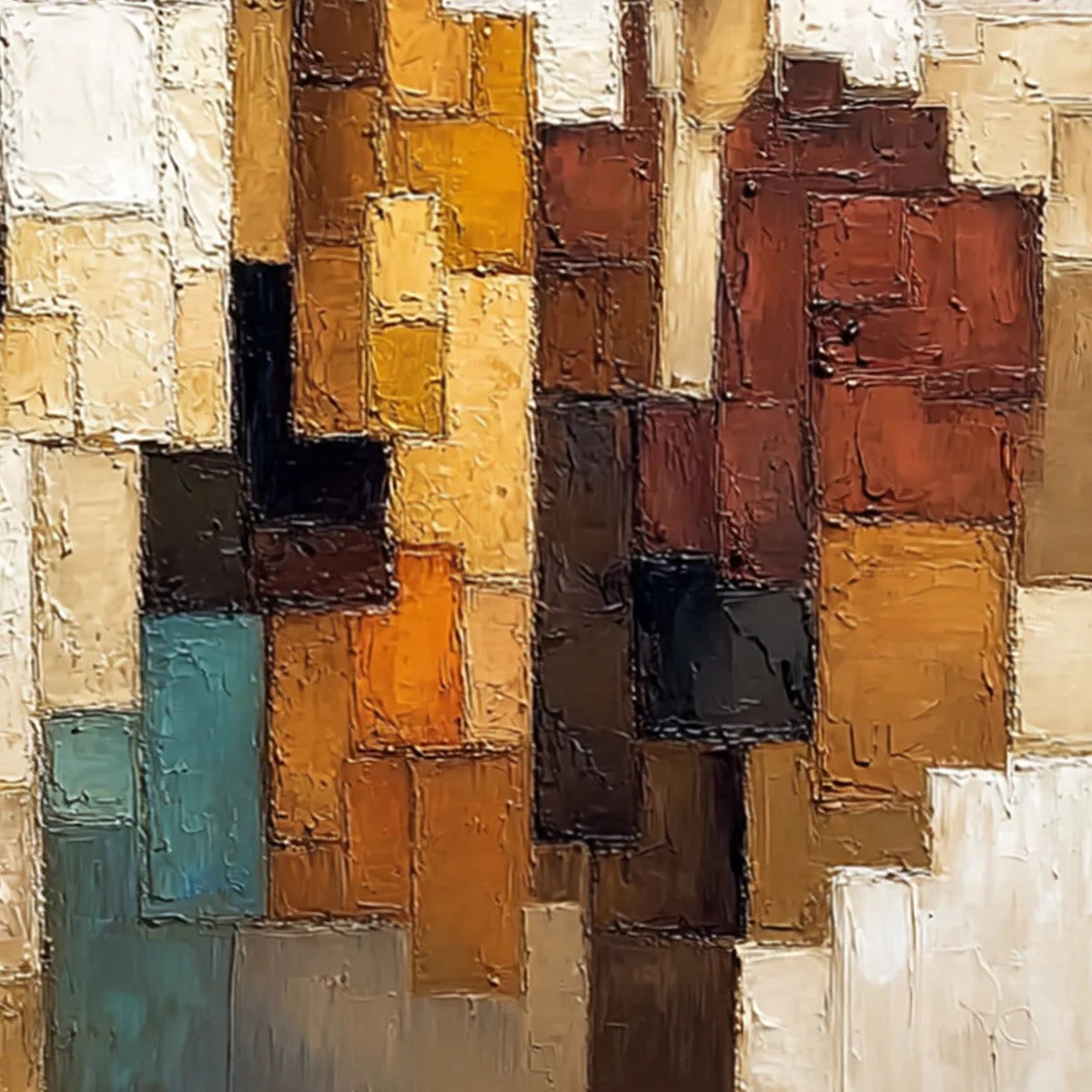 THE COMPADRES: Abstract Figurative Impasto Palette Knife | rectangular format, hand-painted canvas edge