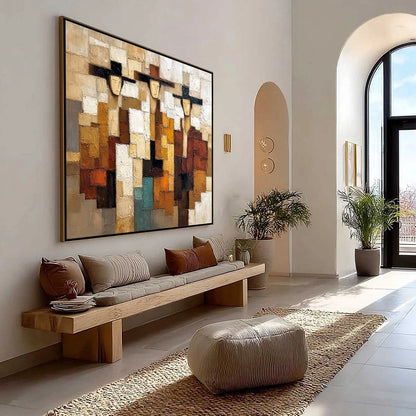 THE COMPADRES: Abstract Figurative Impasto Palette Knife | Figurative mood, soft natural light studio shot