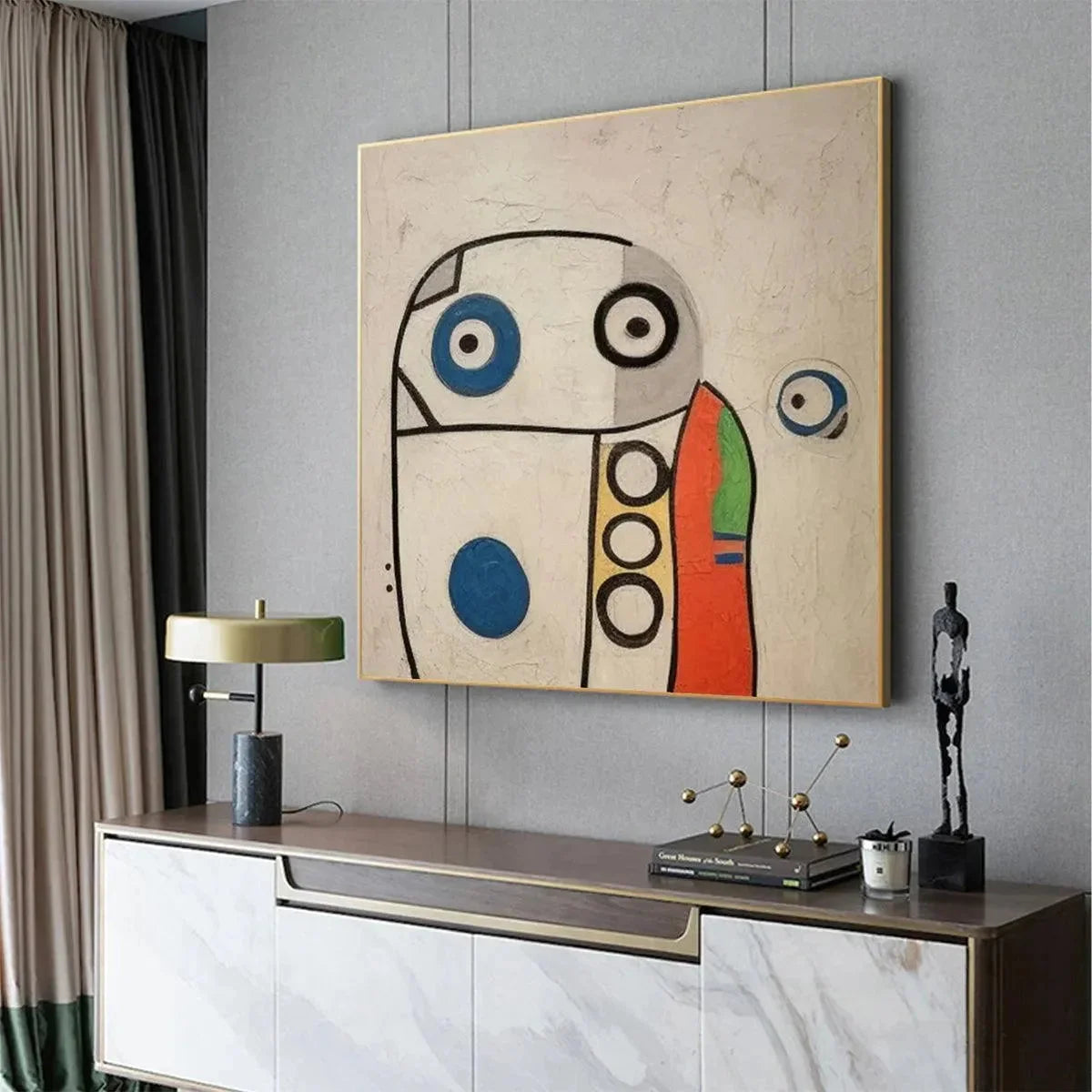 ABSTRACT FIGURE: Colorful Abstract Oil Painting, Square | rolled canvas, ready for custom framing