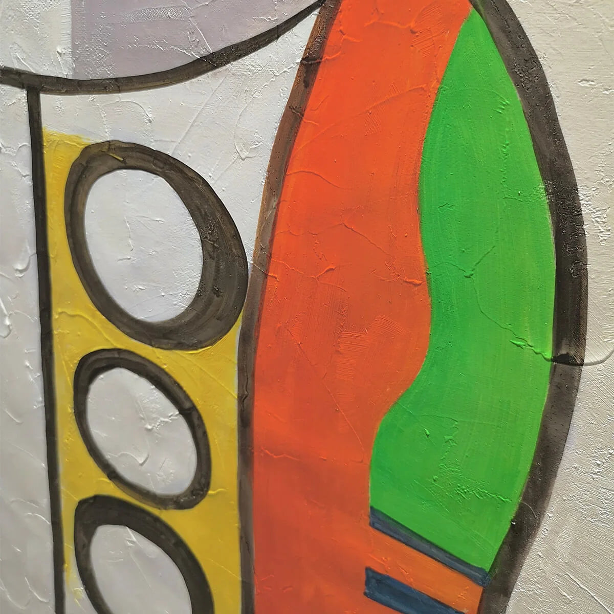 ABSTRACT FIGURE: Colorful Abstract Oil Painting, Square | black frame version on white wall