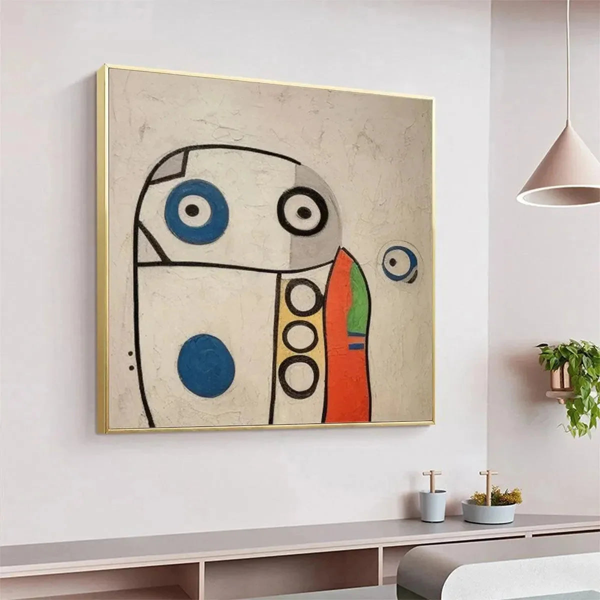 ABSTRACT FIGURE: Colorful Abstract Oil Painting, Square | Figurative mood, soft natural light studio shot
