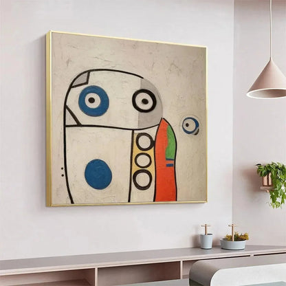 ABSTRACT FIGURE: Colorful Abstract Oil Painting, Square | Figurative mood, soft natural light studio shot