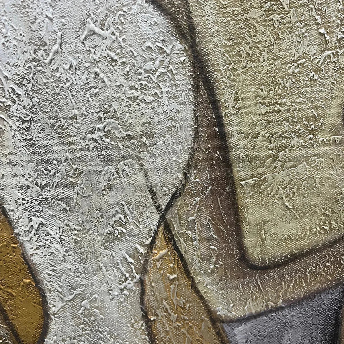 ABSTRACT FIGURES: Textured Beige and Brown Panoramic Painting | rolled canvas, ready for custom framing
