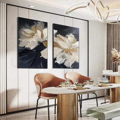 ABSTRACT FLORAL DIPTYCH: Textured Floral Set of 2 Vertical | rolled canvas, ready for custom framing