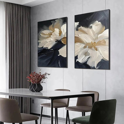 ABSTRACT FLORAL DIPTYCH: Textured Floral Set of 2 Vertical | Abstract mood, soft natural light studio shot