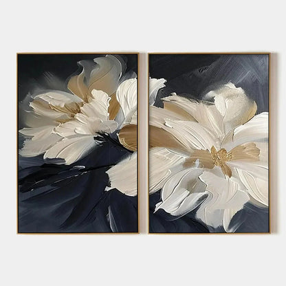 ABSTRACT FLORAL DIPTYCH: Textured Floral Set of 2 Vertical | hanging in living room, Abstract wall art
