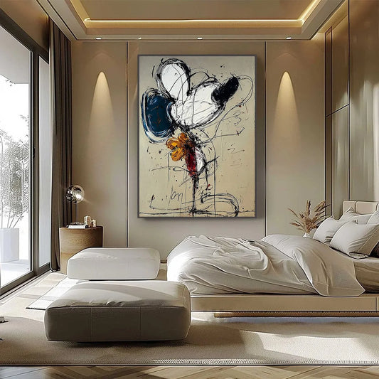 SPONTANEOUS BLOOM: Large Abstract Floral Impasto Oil Painting on Canvas