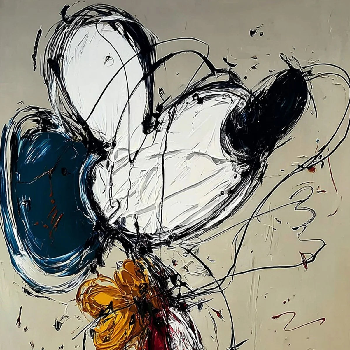 SPONTANEOUS BLOOM: Large Abstract Floral Impasto Painting | rectangular format, hand-painted canvas edge