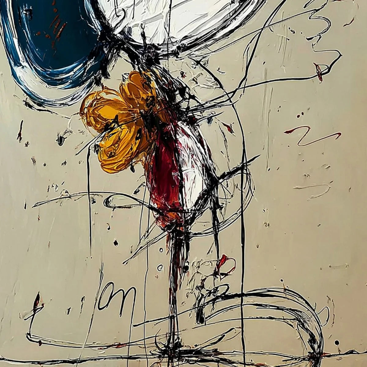 SPONTANEOUS BLOOM: Large Abstract Floral Impasto Painting | rolled canvas, ready for custom framing