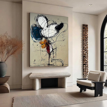 SPONTANEOUS BLOOM: Large Abstract Floral Impasto Painting | multi-color palette, original oil on stretched canvas art