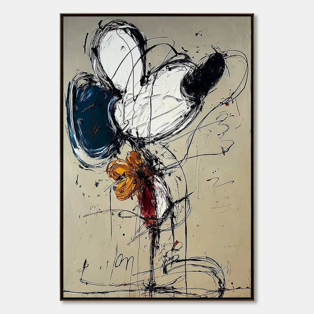 SPONTANEOUS BLOOM: Large Abstract Floral Impasto Painting | hanging in living room, Abstract wall art
