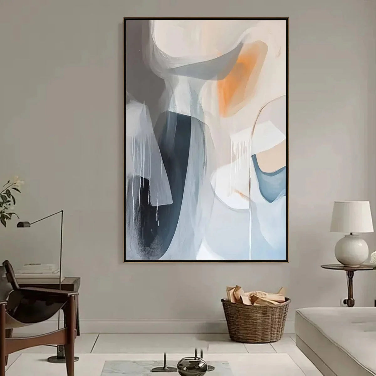 ABSTRACT FLOW: Modern Minimalist Abstract Oil Painting | Minimalist closeup, raised brushwork detail
