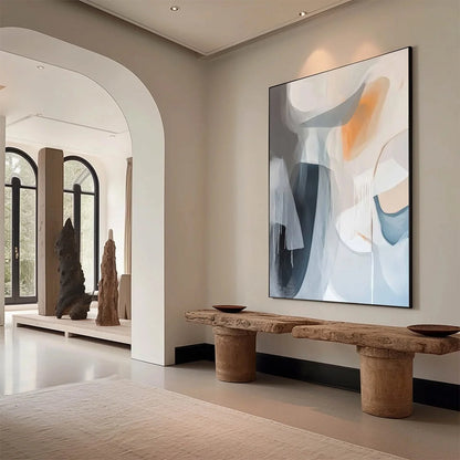 ABSTRACT FLOW: Modern Minimalist Abstract Oil Painting | rectangular format, hand-painted canvas edge