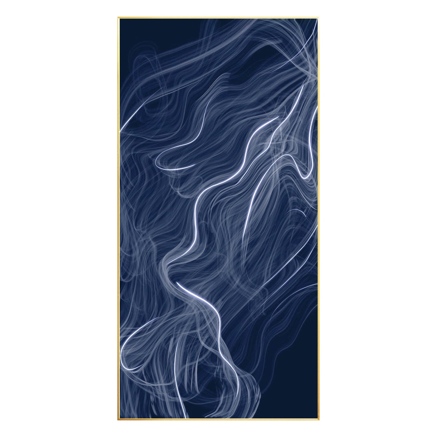 Abstract Fog Painting: Navy Blue Wall Art on Canvas, Framed #8