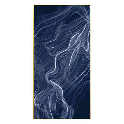 Abstract Fog Painting: Navy Blue Wall Art on Canvas, Framed #8