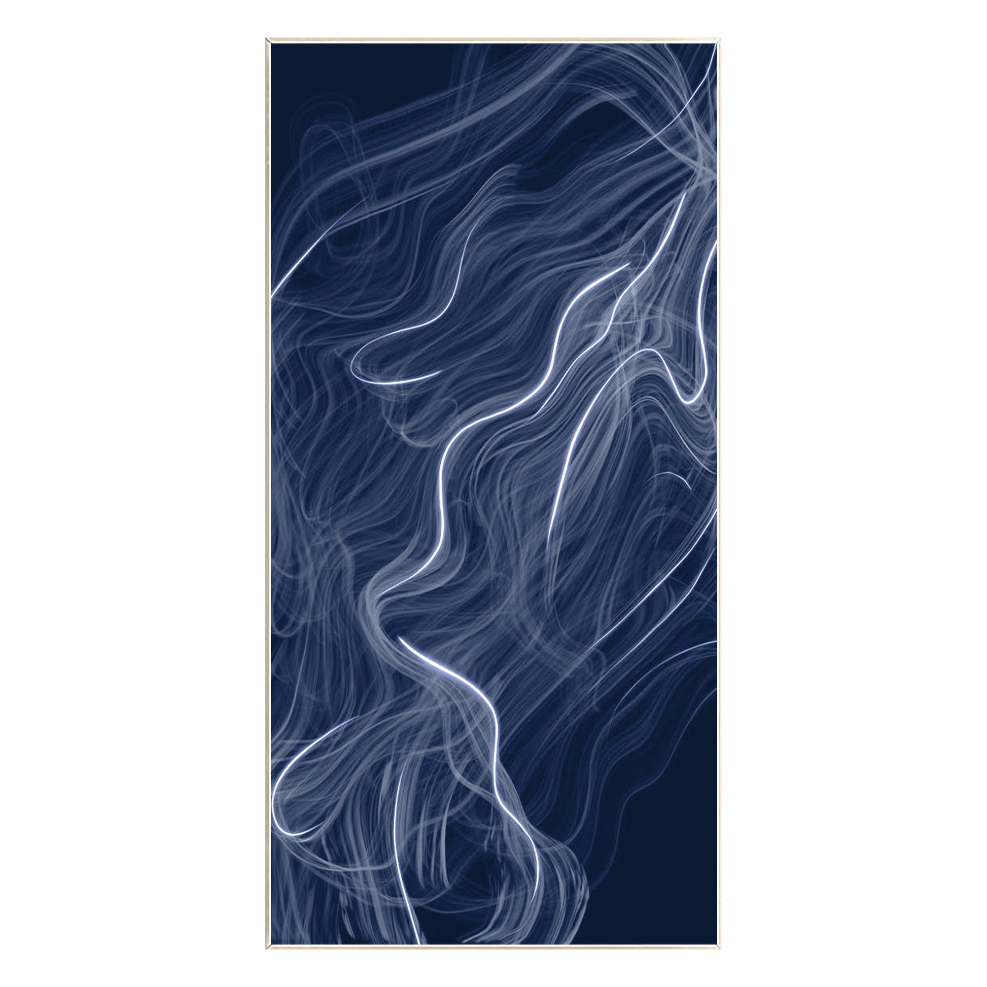 Abstract Fog Painting: Navy Blue Wall Art on Canvas, Framed #9
