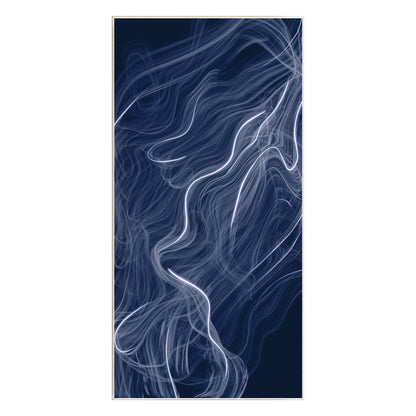Abstract Fog Painting: Navy Blue Wall Art on Canvas, Framed #9