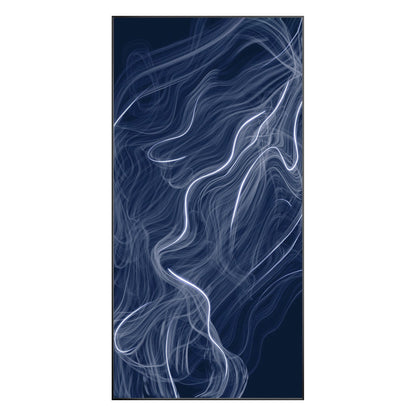 Abstract Fog Painting: Navy Blue Wall Art on Canvas, Framed #10