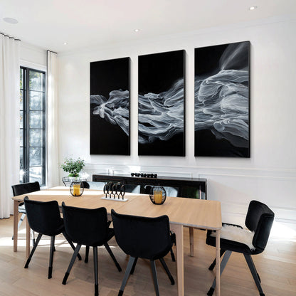 Abstract Fog Painting Set: Black & White Canvas Wall Art #5