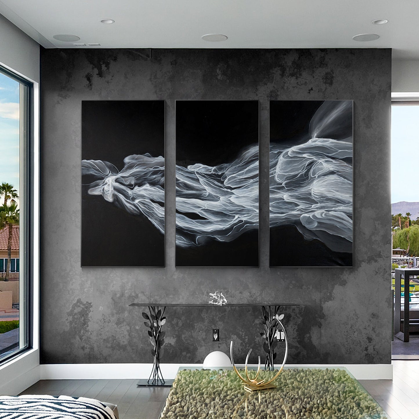 Abstract Fog Painting Set: Black & White Canvas Wall Art #6