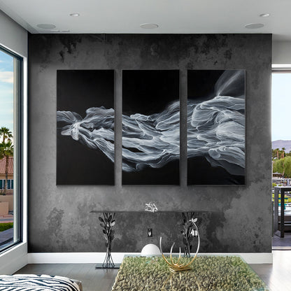 Abstract Fog Painting Set: Black & White Canvas Wall Art #6