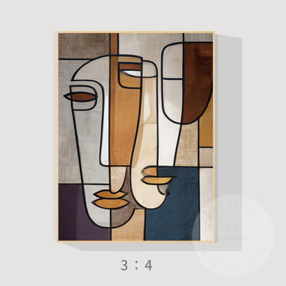 Abstract Geometric Face Canvas Art, Minimalist Modern Portrait Painting, Oversiz #7