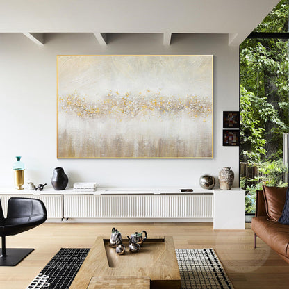 Abstract Gold Flowers Painting: Brown Textured Beige Wabi Sabi Wall Art #3