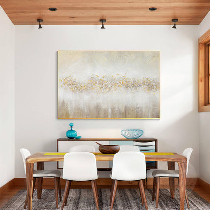 Abstract Gold Flowers Painting: Brown Textured Beige Wabi Sabi Wall Art #4