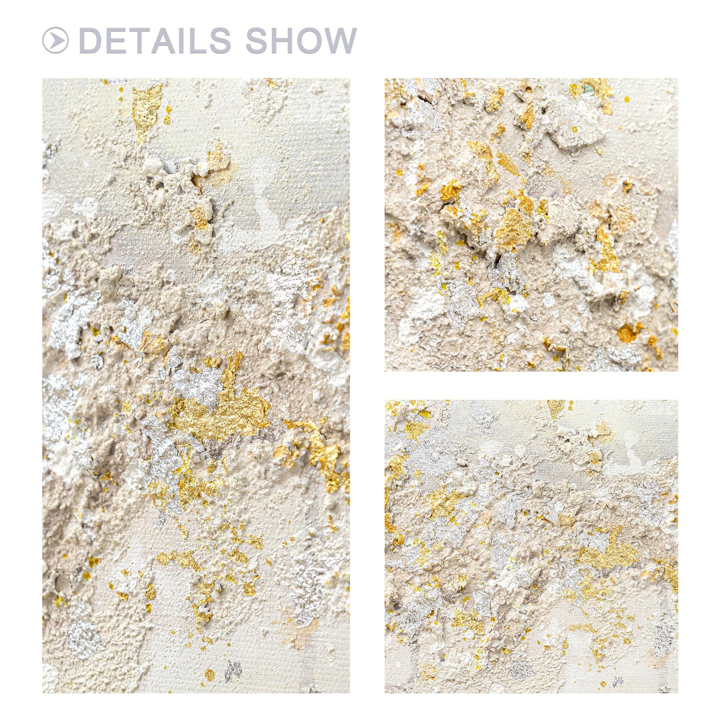 Abstract Gold Flowers Painting: Brown Textured Beige Wabi Sabi Wall Art #5