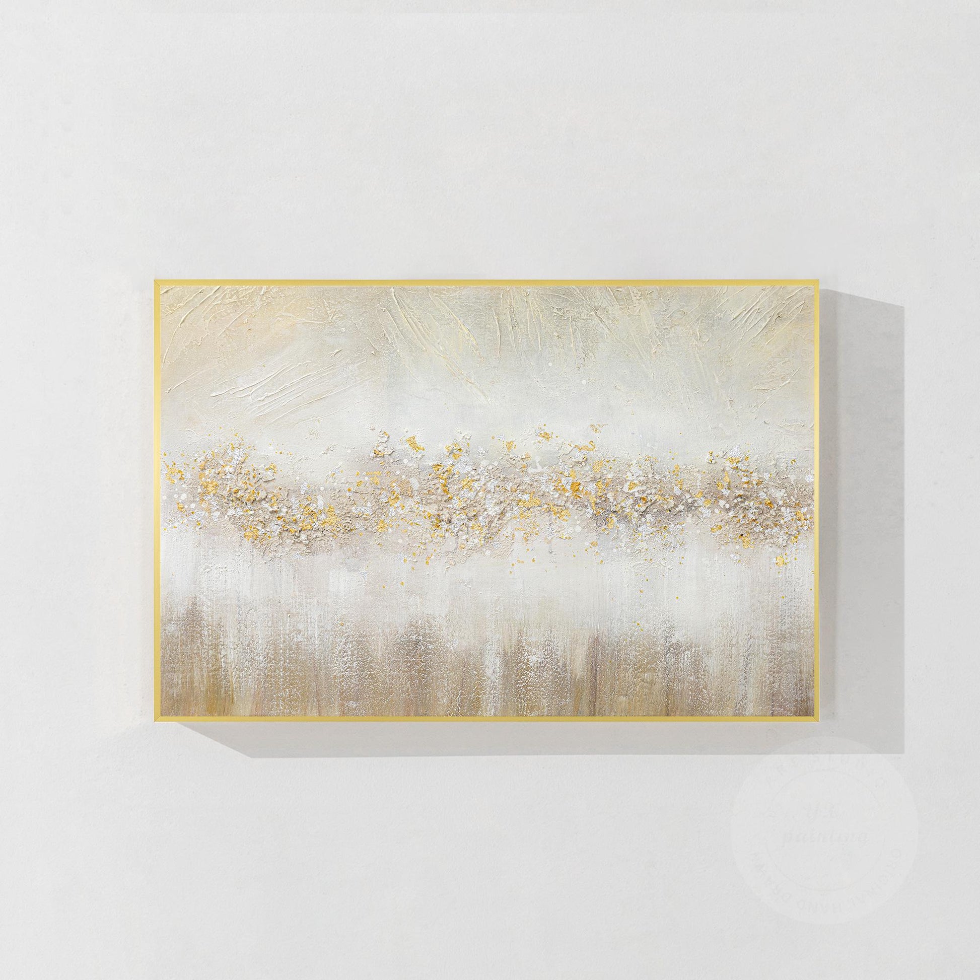 Abstract Gold Flowers Painting: Brown Textured Beige Wabi Sabi Wall Art #7