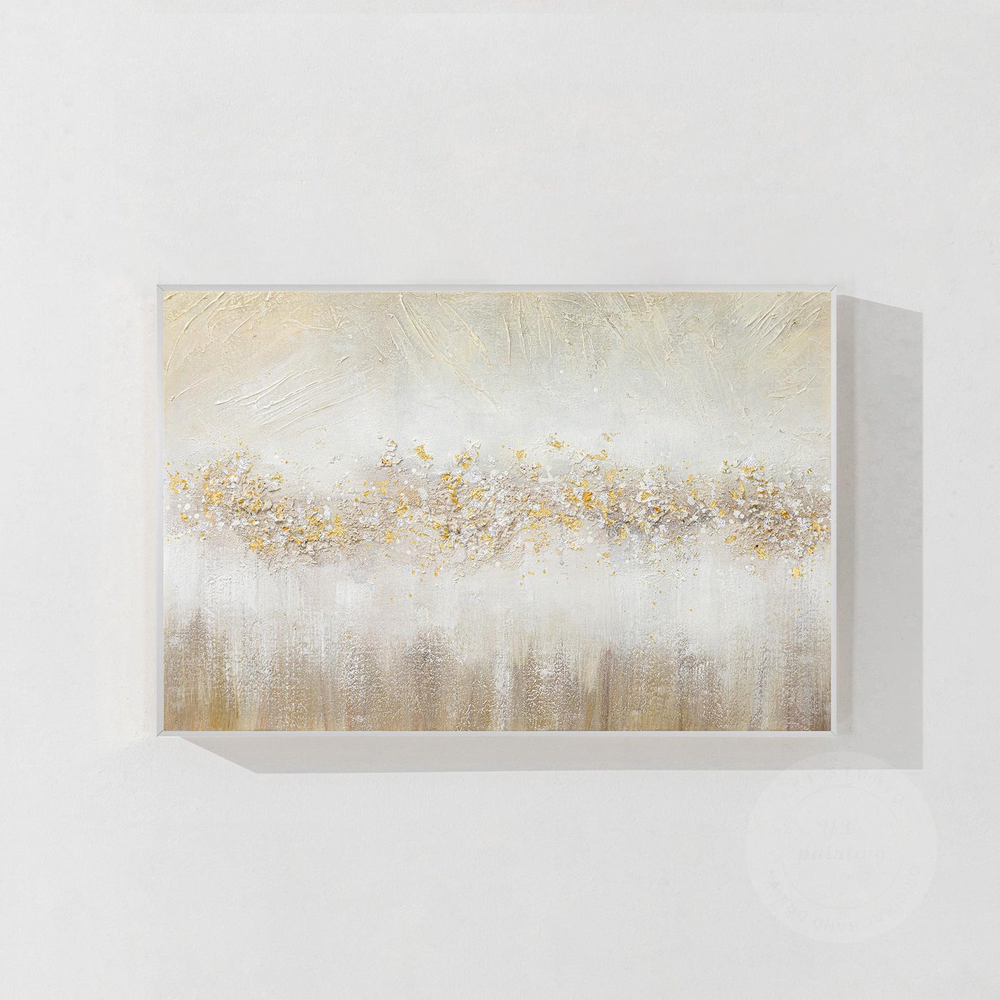 Abstract Gold Flowers Painting: Brown Textured Beige Wabi Sabi Wall Art #8